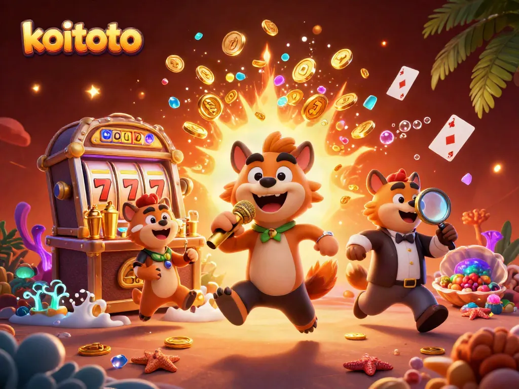 Koitoto showcases hyenas in a lively casino scene with comedic performances and vibrant gaming elements.