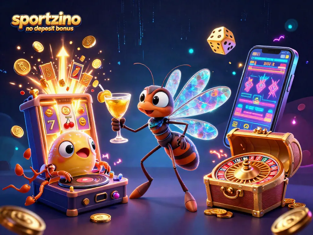 Play and win with the sportzino no deposit bonus, showcasing a vibrant casino scene.