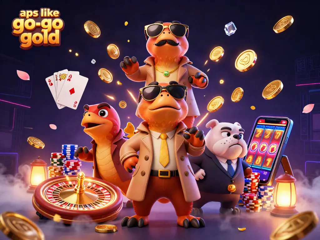 Spin and win with apps like go go gold as three raptors in disguise enter a vibrant casino.