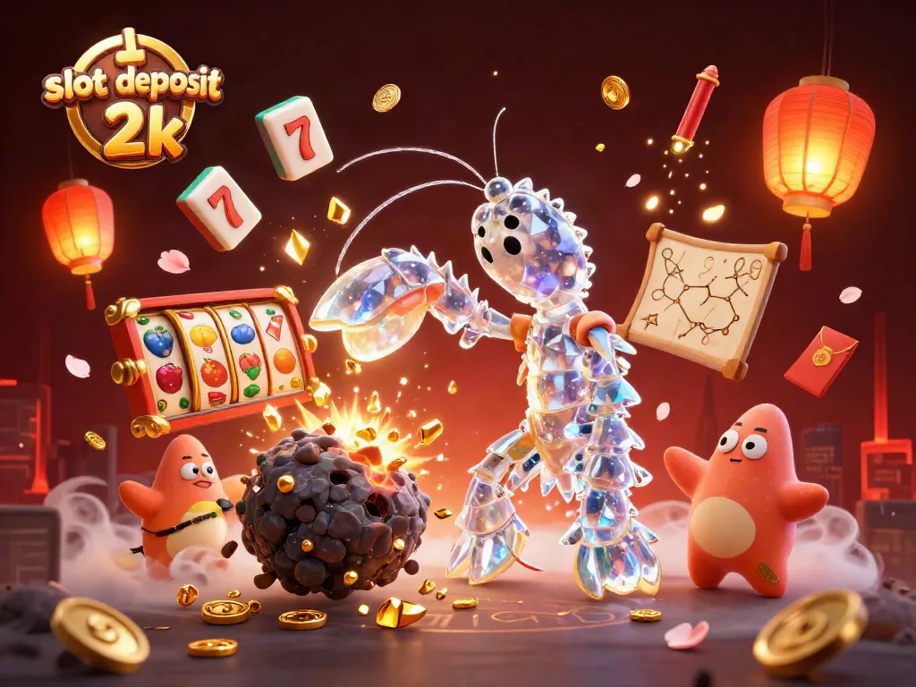 Experience the excitement of slot deposit 2k with vibrant visuals of samurai shrimp and dynamic slot reels.