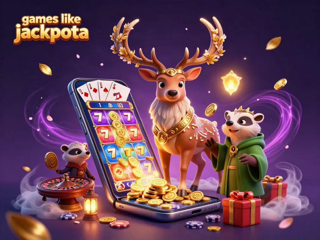 Play exciting games like jackpota with vibrant slot reels and casino elements.