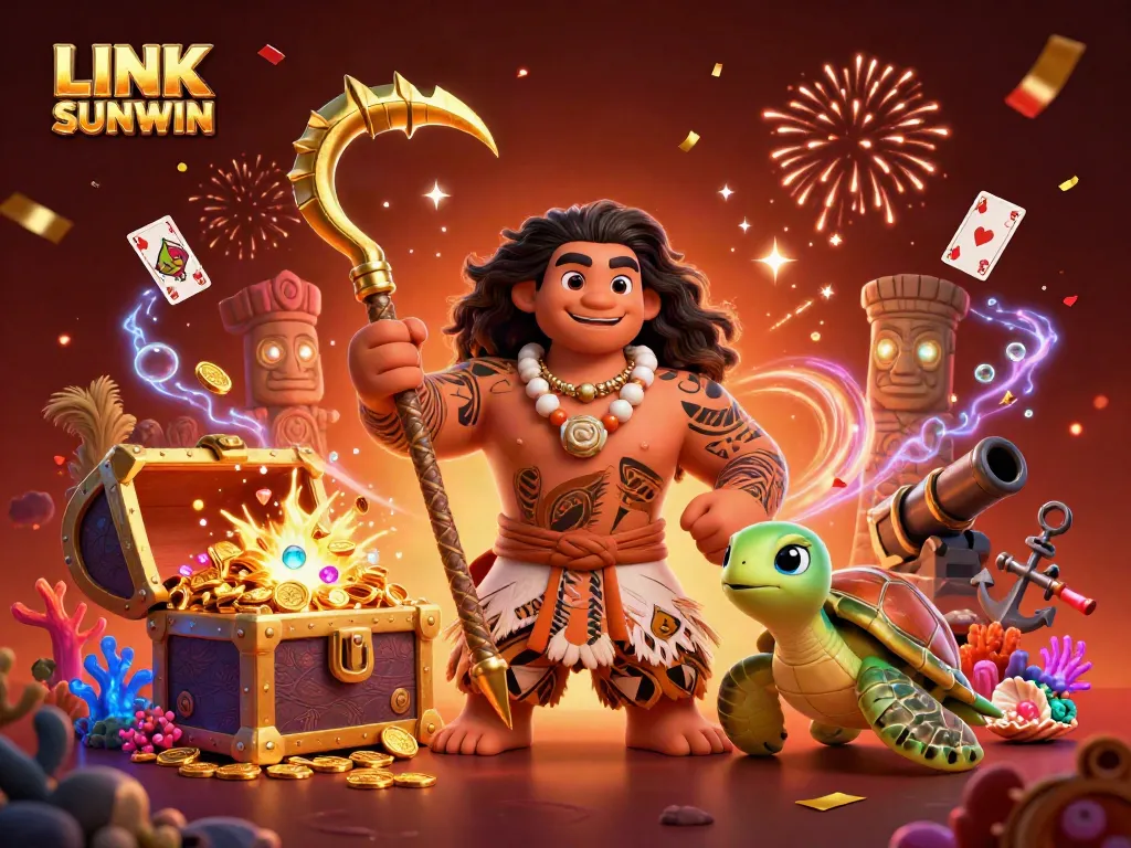Experience exhilarating wins with LINK SUNWIN's vibrant gaming scene featuring treasure and bioluminescent elements.