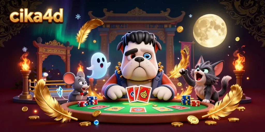 Engage in thrilling gameplay with CIKA4D featuring unique cartoon characters and casino elements.