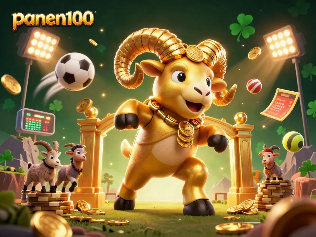 Experience the excitement of panen100 with a vibrant casino scene featuring dynamic sports elements.
