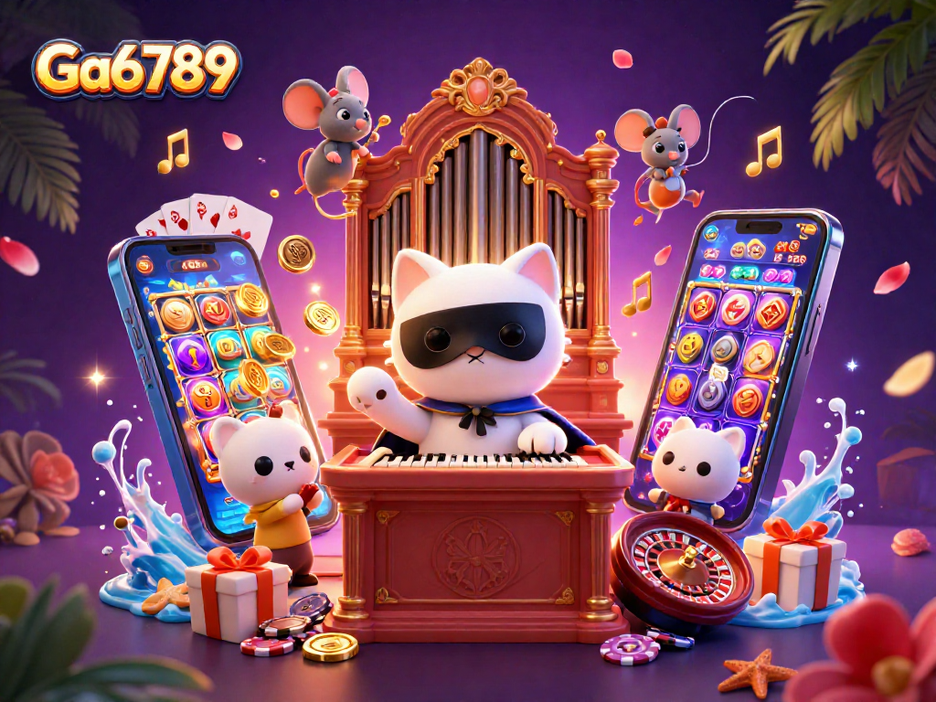 Play exciting games at Ga6789 with a captivating casino-themed illustration.