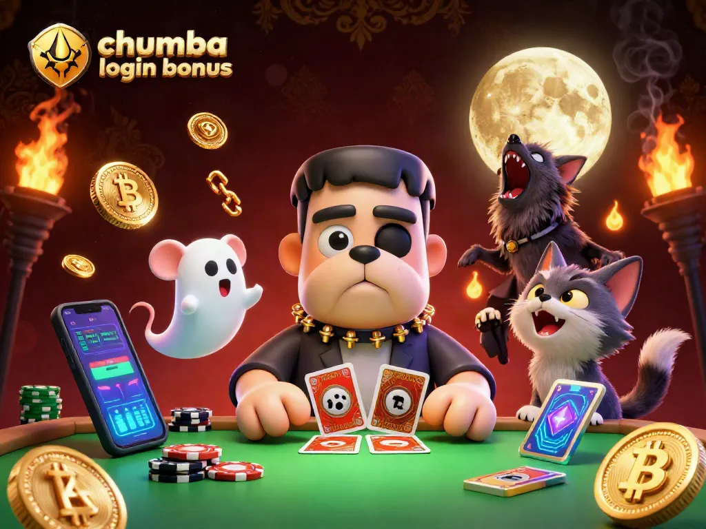 Claim your chumba casino login bonus with colorful rewards at a gaming table.