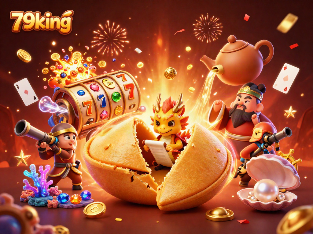 Engage with 79king's fascinating world of slots and jackpots in this vibrant 3D illustration.