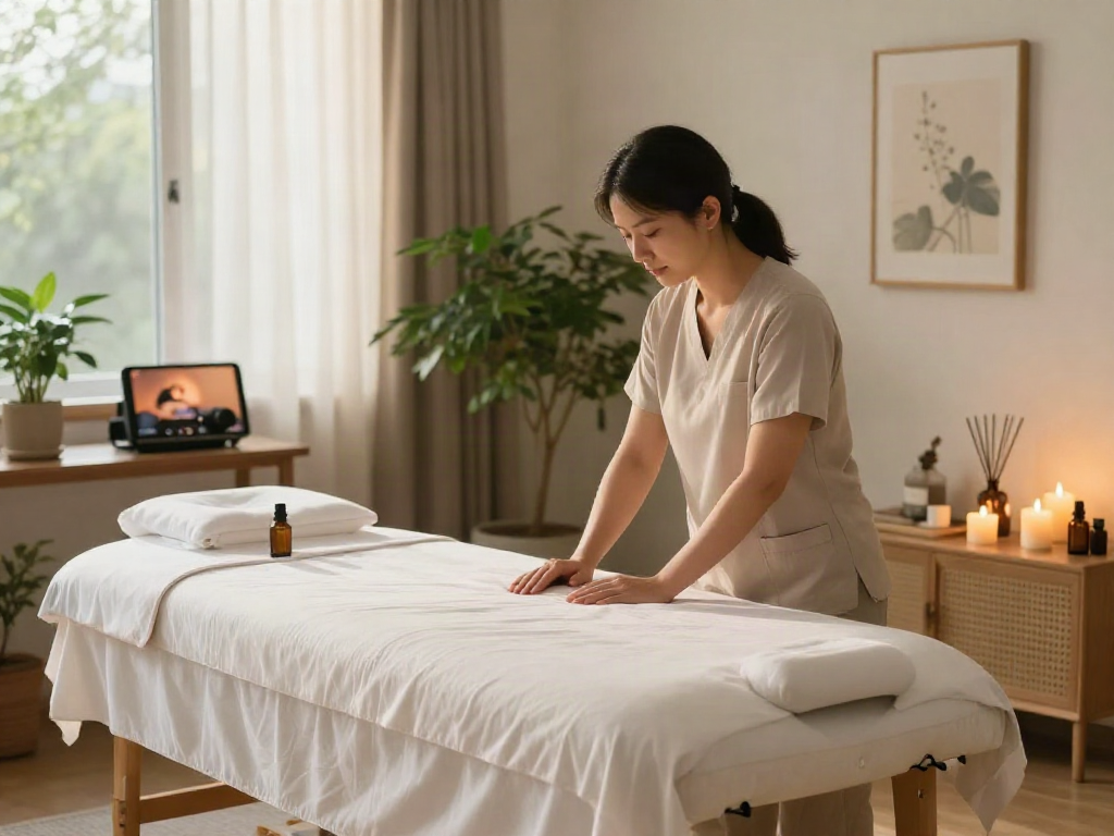 Experience relaxing 관악구출장안마 session in a serene therapy room with a calming atmosphere.