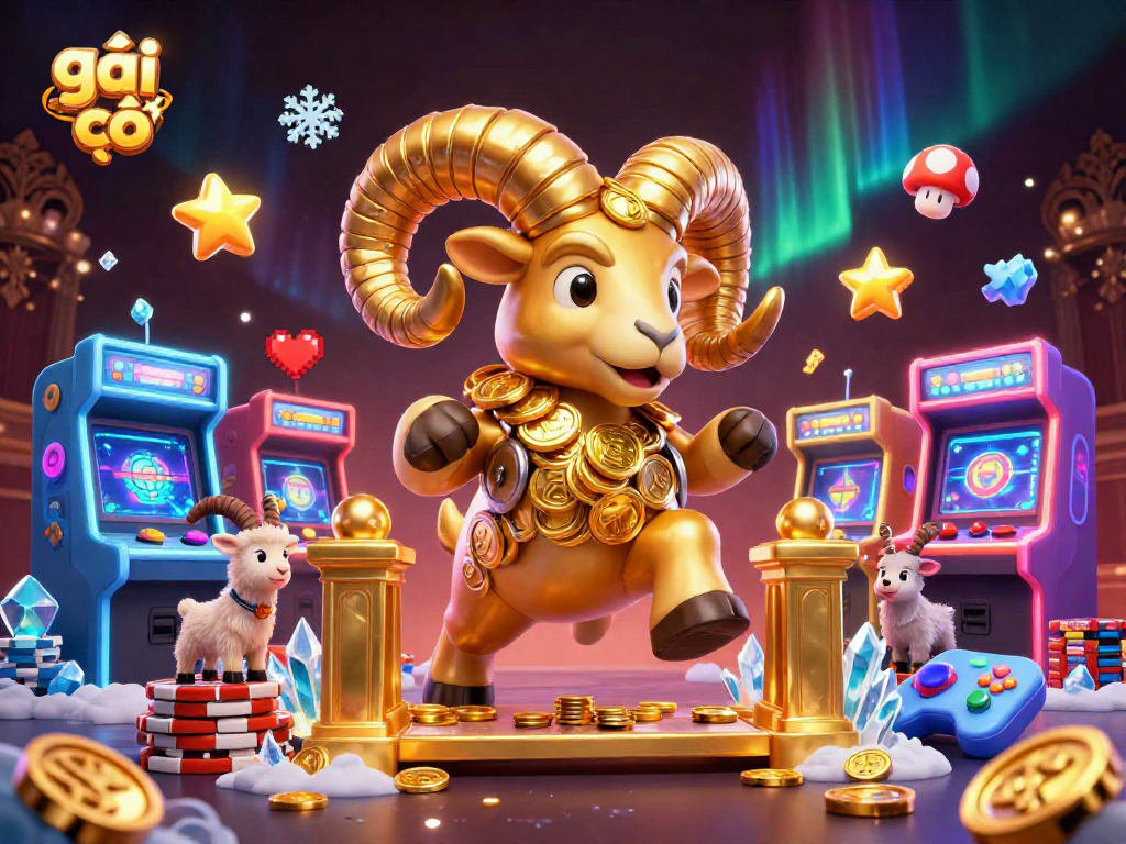 Engage in vibrant gambling action with gái gọi, featuring a golden ram charging through a dynamic casino scene.