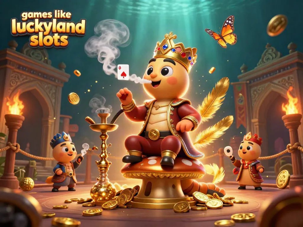 Engage with games like luckyland slots in an immersive 3D casino scene filled with vibrant characters and elements.