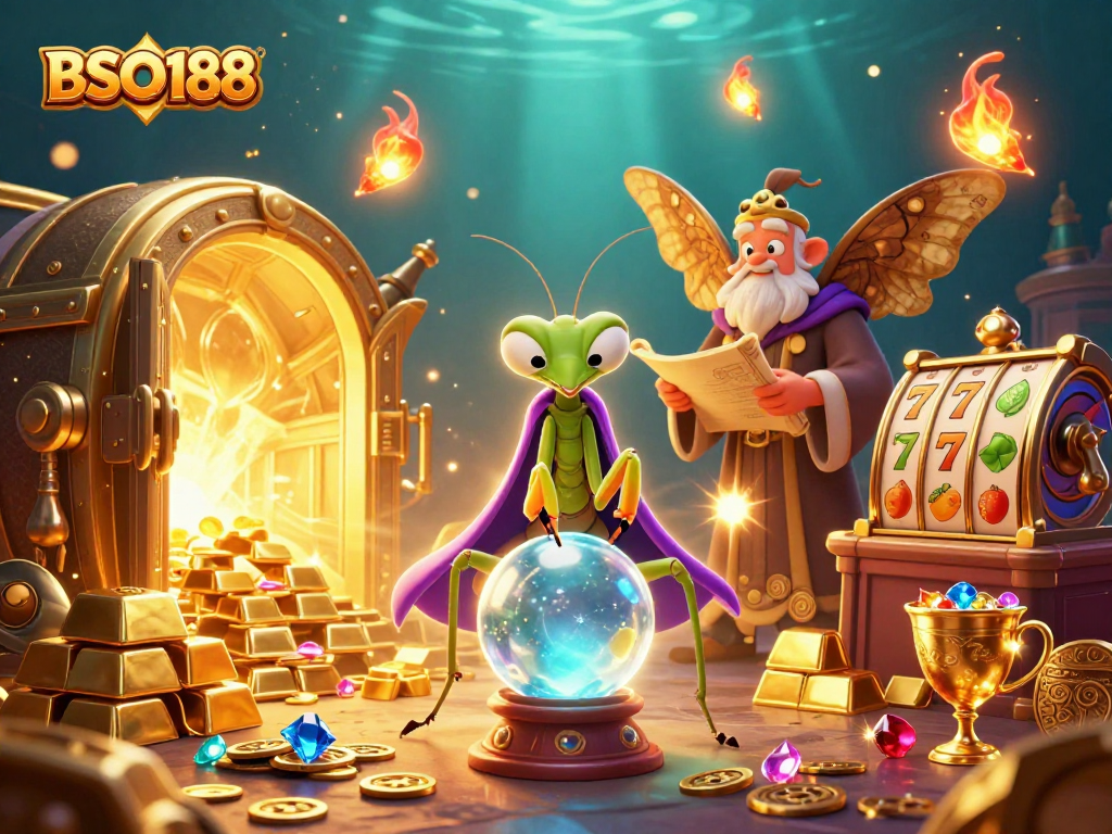 Experience the mystical charm of BSO188 with vibrant 3D characters sharing casino secrets.
