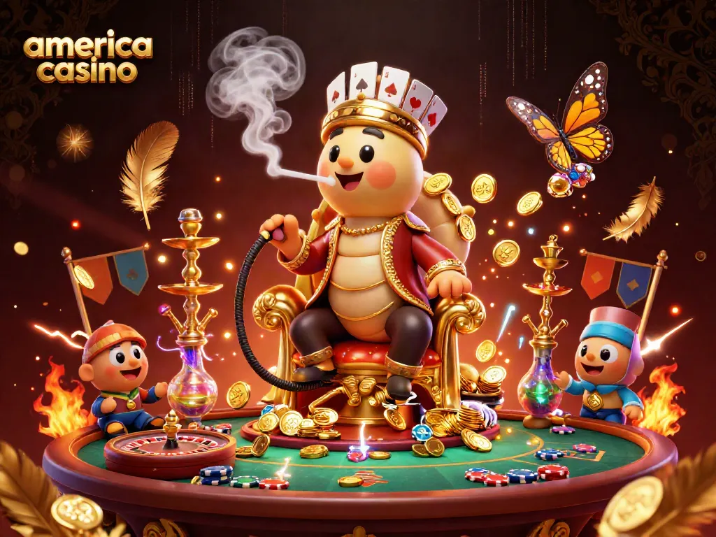 Play exciting games at america casino, featuring poker hand symbols and a dynamic atmosphere.