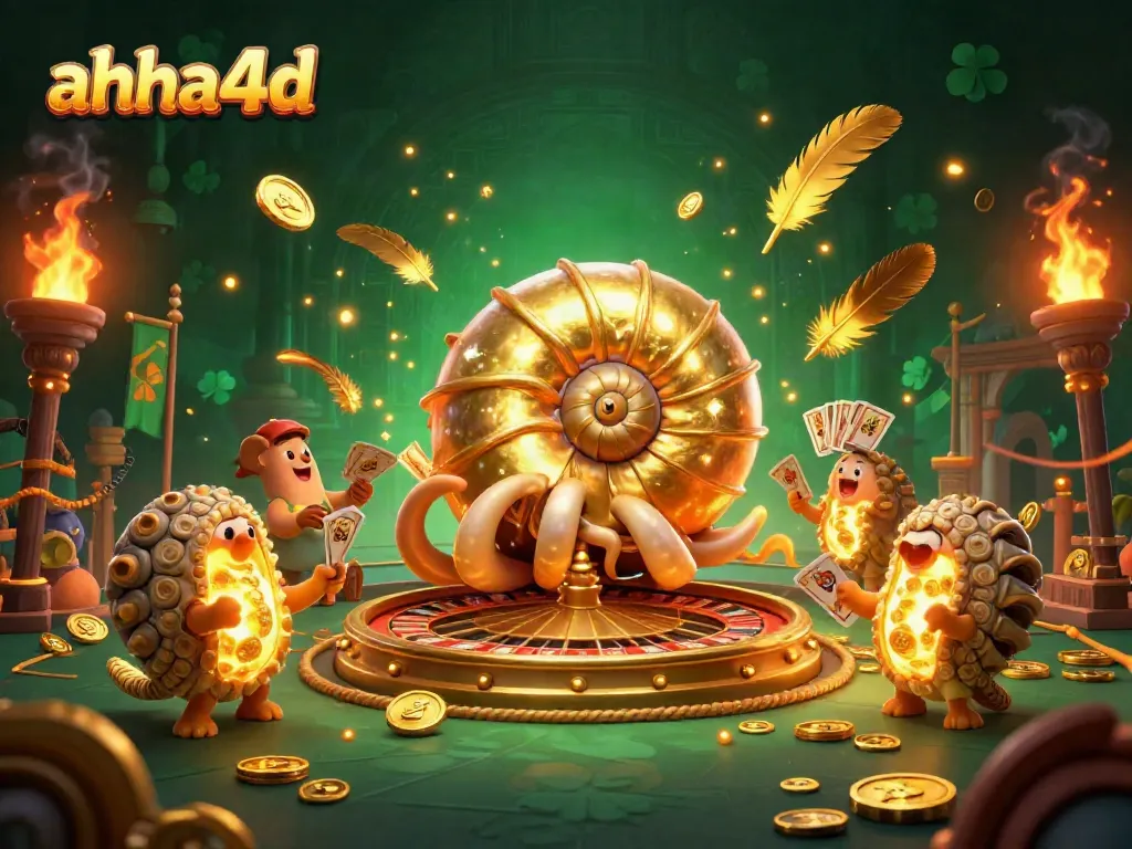 Experience thrilling wins with ahha4d featuring a vibrant casino scene and glowing ancient nautilus.