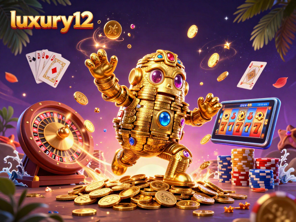 Experience the vibrant energy of luxury12 in this packed casino illustration showcasing casino elements and characters.